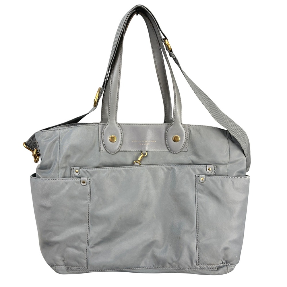 Marc by Marc Jacobs Nylon Tote Bag Womens Medium Gray Crossbody Shoulder Diaper